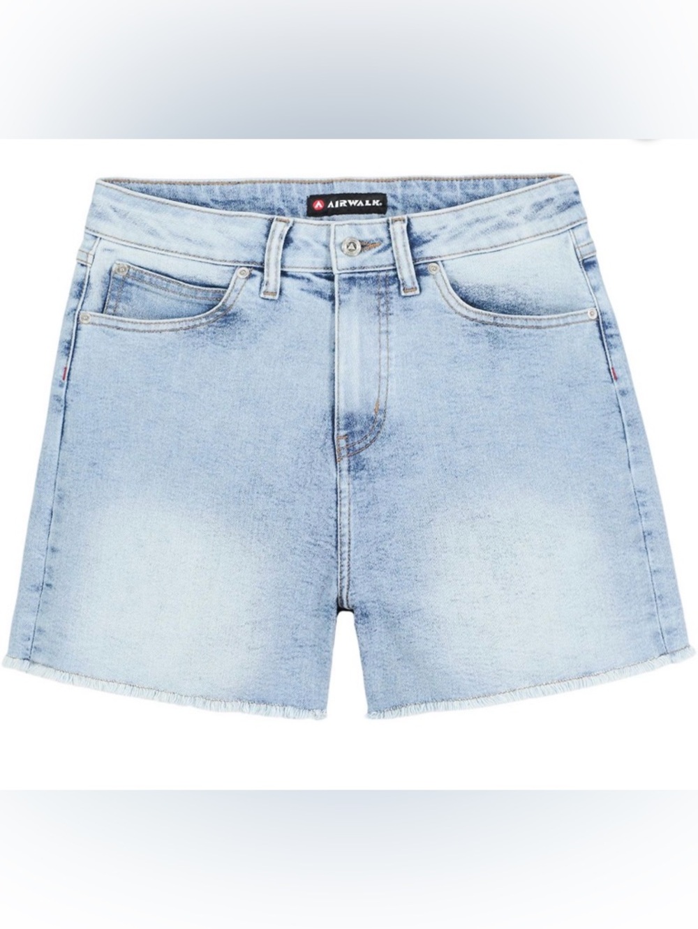 Airwalk High-Rise Light Wash Raw Hem Denim Shorts - Size 8